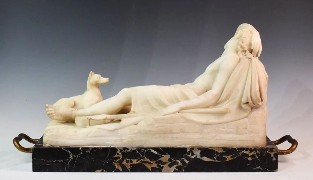Antonio Canova (1757-1822), After "the Sleep Of Endymion" Large Sculpture In White Marble-photo-2