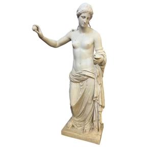 Large Plaster Sculpture Of Female Allegory Holding An Apple