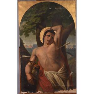 “saint Sebastian”.  Oil On Canvas Signed Lower Left And Dated 1884. (dim.: 76.5 X 46 Cm)