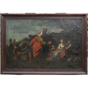 école Romaine Vers 1650, Laban Cherchant Ses Idoles Dans Les Bagages De Jacob Huile Sur Toile 