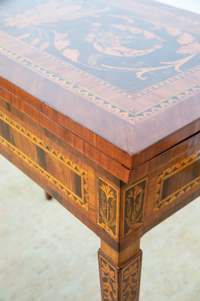 Table Basse Louis XVI Lombard En Bois Marqueté, 1780.-photo-3