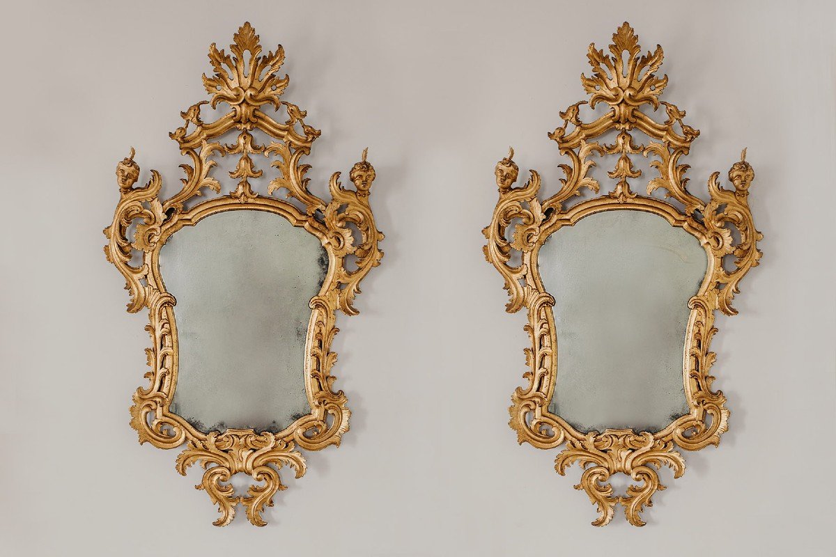 Paire De Miroirs En Bois Doré, Louis XV