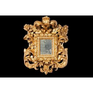 Baroque Mirror In Gilded Wood, Rome, Louis XIV.