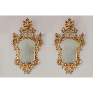 Pair Of Gilded Wood Mirrors, Louis XV