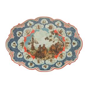 Decorative Panel In Lacquered And Painted Wood From The Eighteenth Century, Venice.