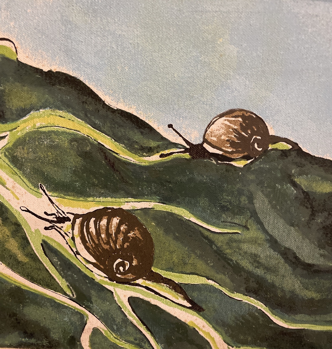 Painter Renato Guttuso Oil On Canvas “snails”-photo-3