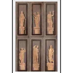 Rare Suite Of 6 Tempura Woodwork Panels - Italy Late 18th Century