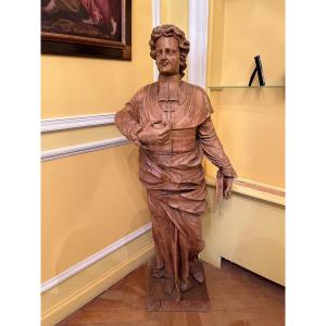 Large Solid Wood Sculpture Of A Religious Man - XVIII