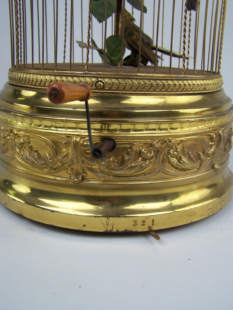 Brass Singing Bird Cage With 2 Birds By Bontems (paris)(original)-photo-2