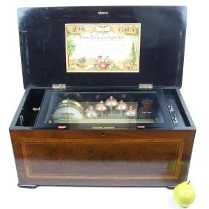 Paillard Music Box With Bells, Drum And Castanets