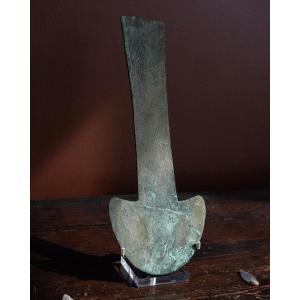 Pre-columbian Copper Tumi Blade On Stand