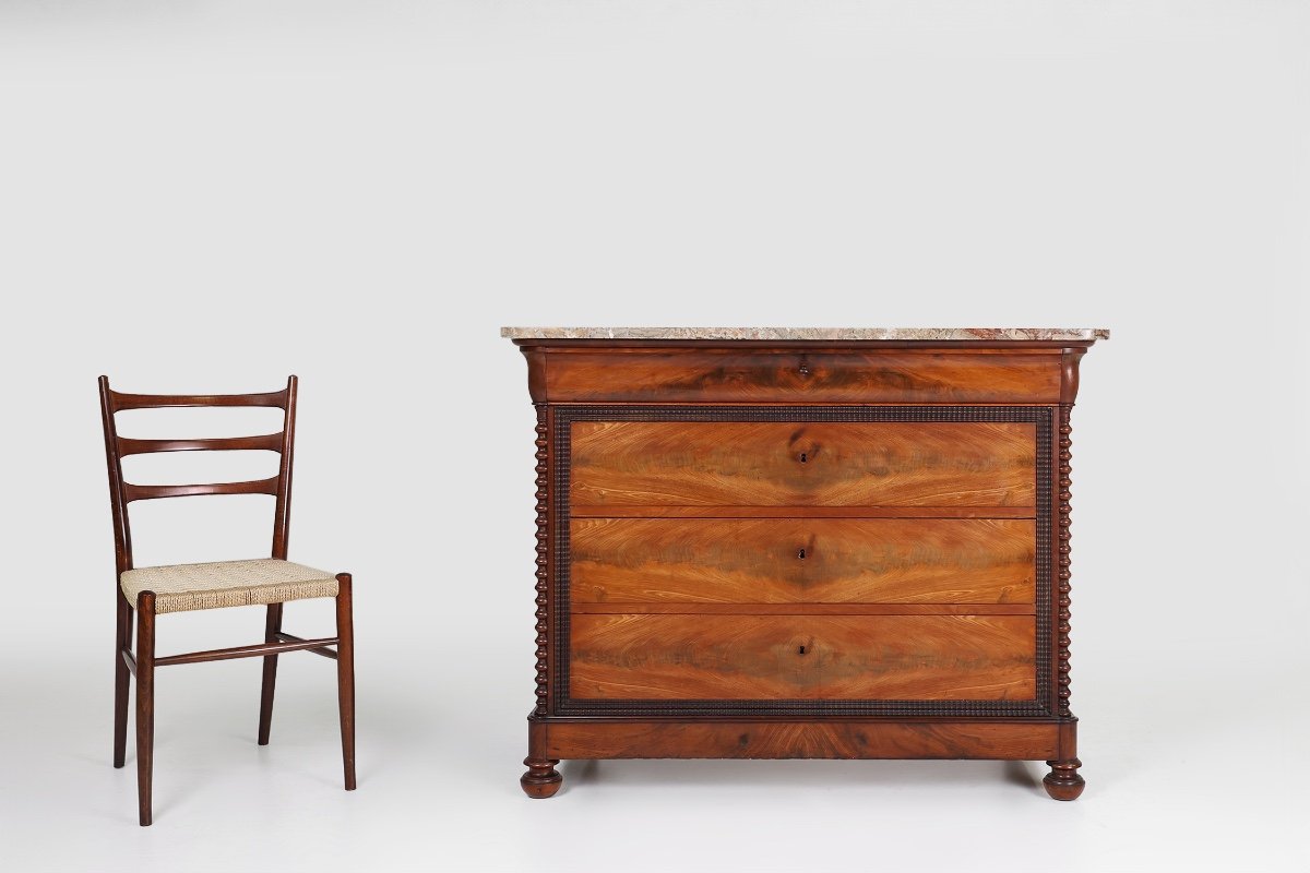 Commode Louis Philippe française avec plateau en marbre rose, années 1850-photo-1