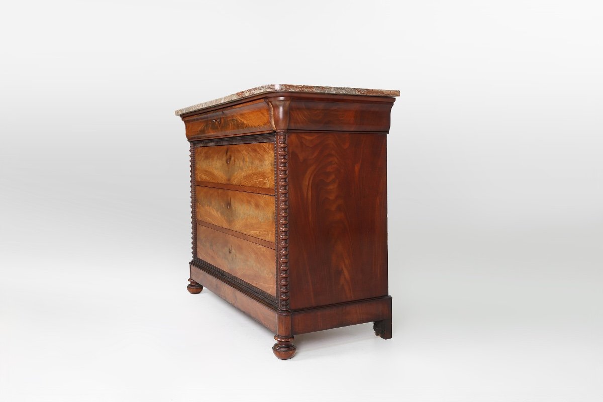 Commode Louis Philippe française avec plateau en marbre rose, années 1850-photo-7