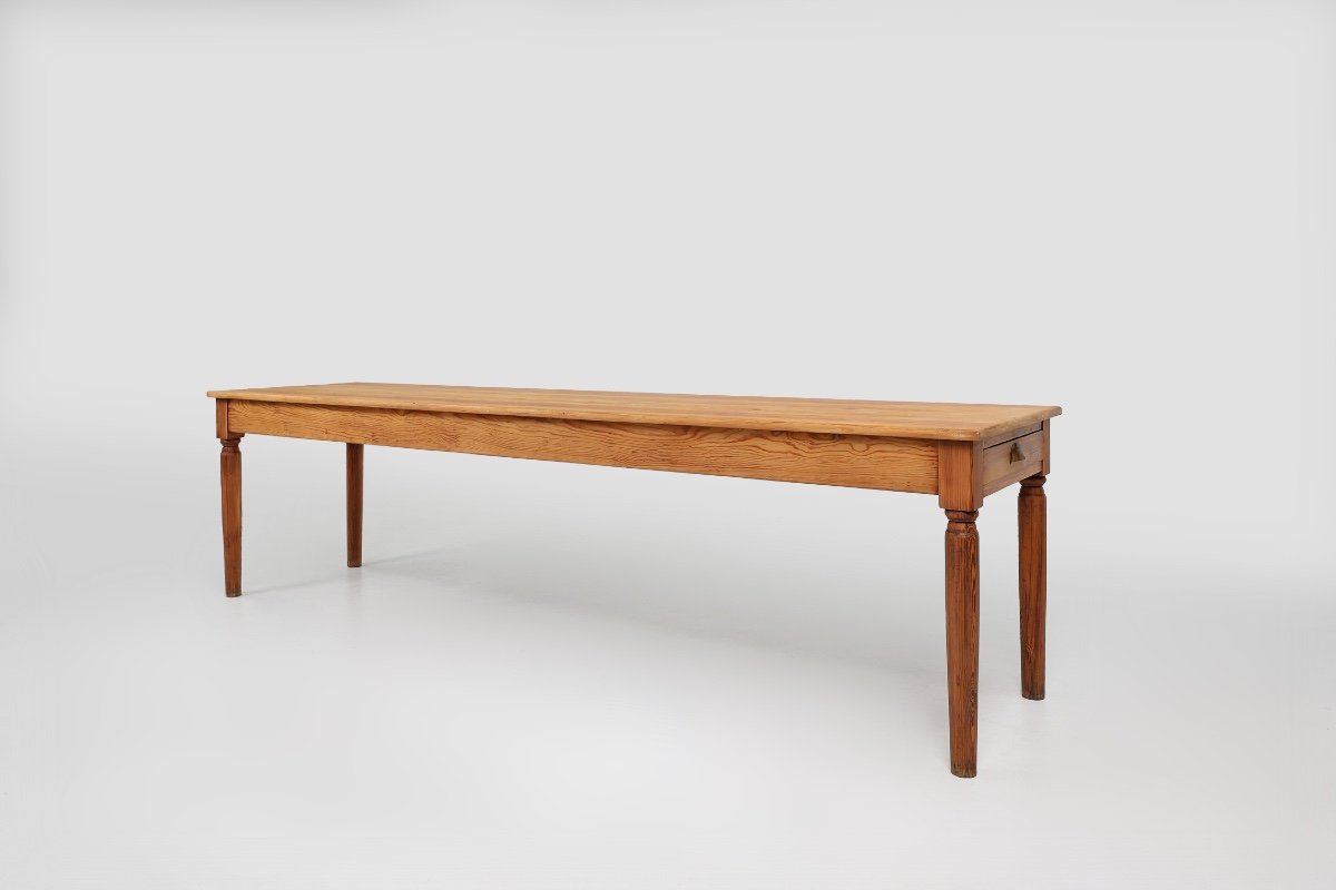 Grande table de ferme rustique française en bois de chêne, années 1850