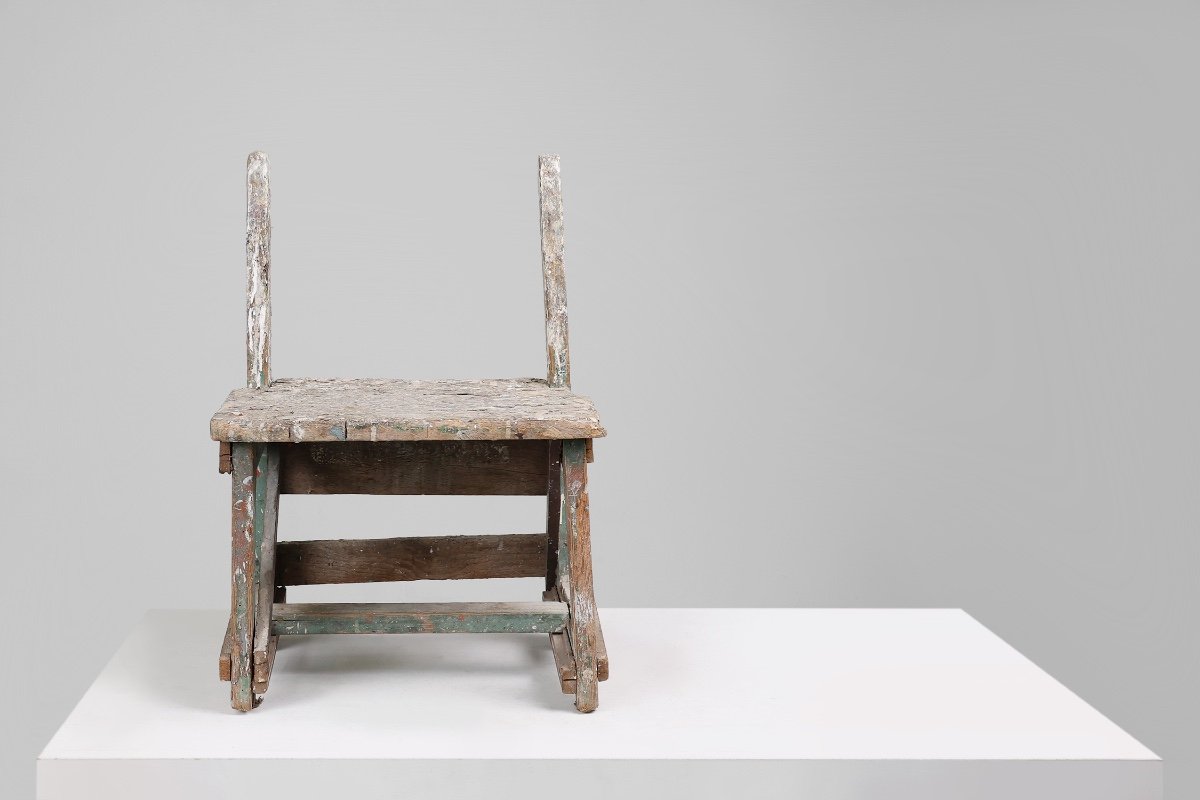 Industrial Rustic Stool With Patina, France, 1900s-photo-2