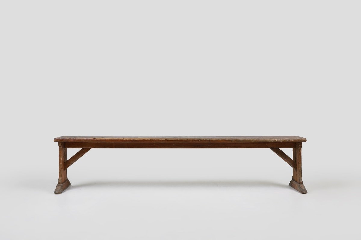 Rustic French Bench In Oak With Carvings And Nice Patina, 1850s-photo-3