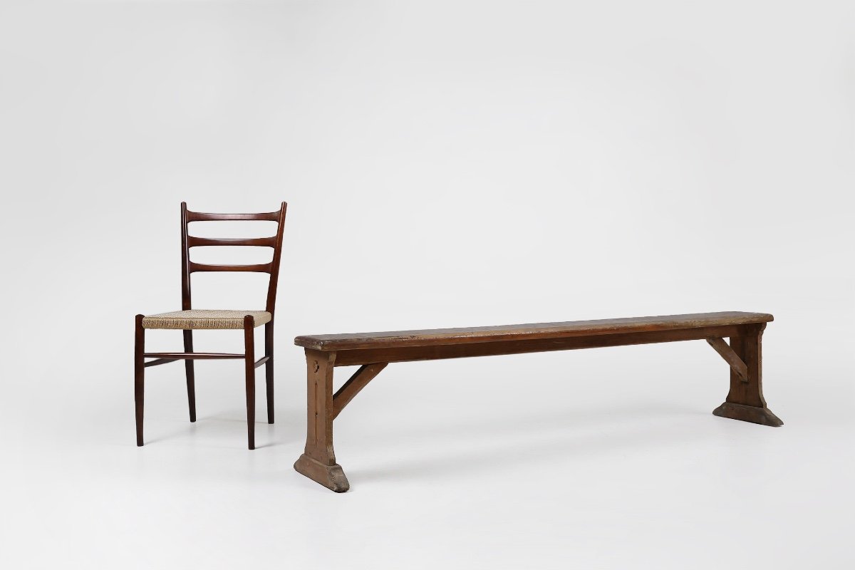 Rustic French Bench In Oak With Carvings And Nice Patina, 1850s-photo-1