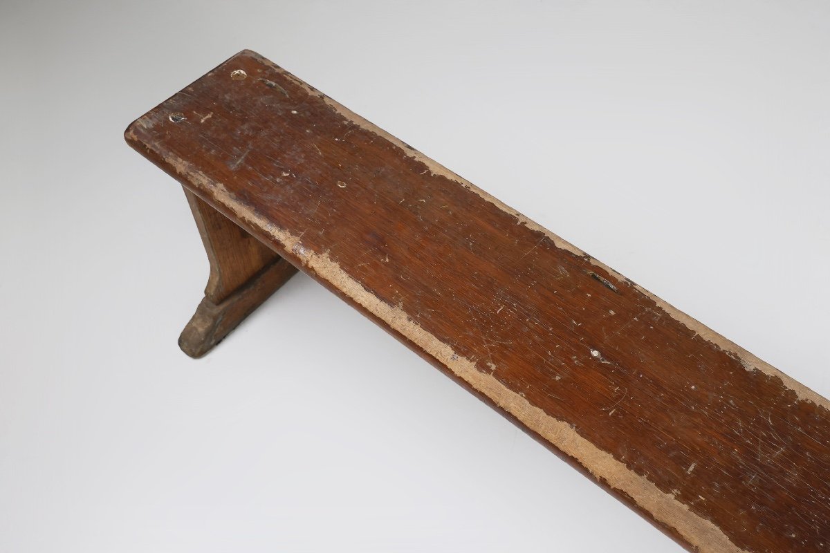 Rustic French Bench In Oak With Carvings And Nice Patina, 1850s-photo-4