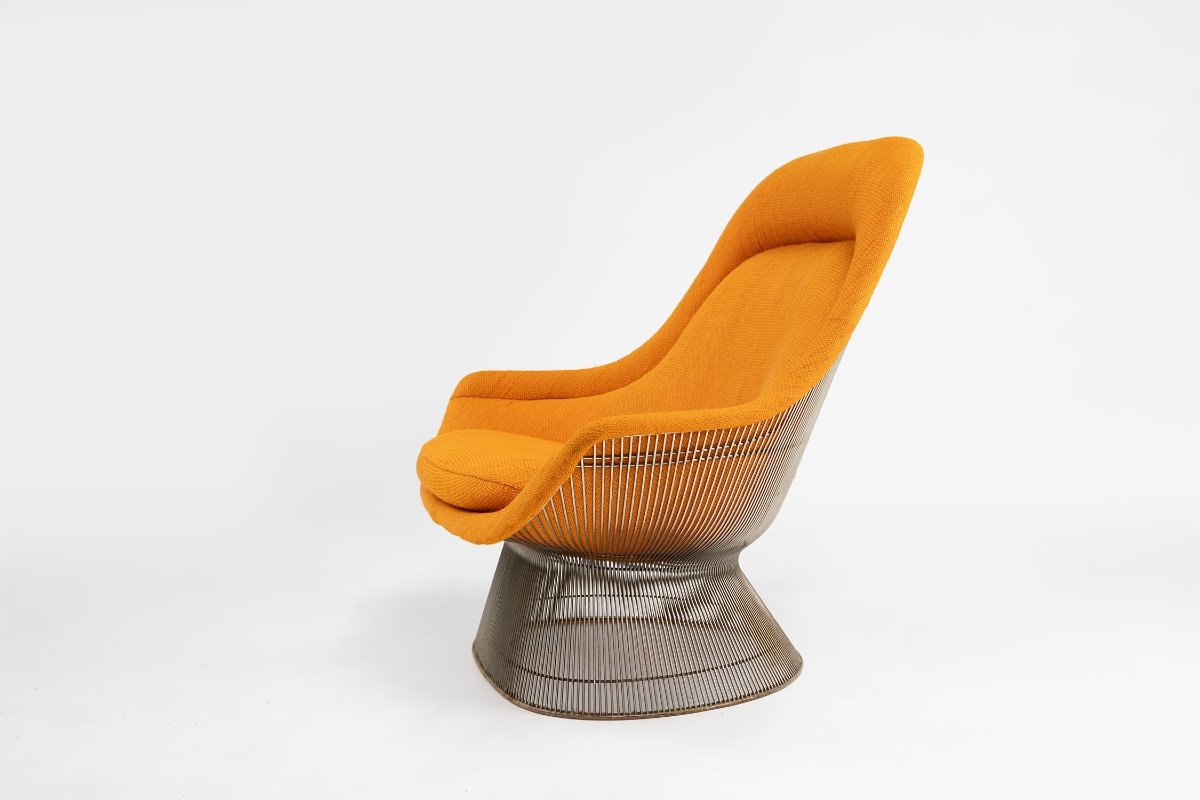 Ensemble Fauteuil Et Pouf Modèle 1705 Par Warren Platner Pour Knoll, 1966, Lot De 2-photo-5