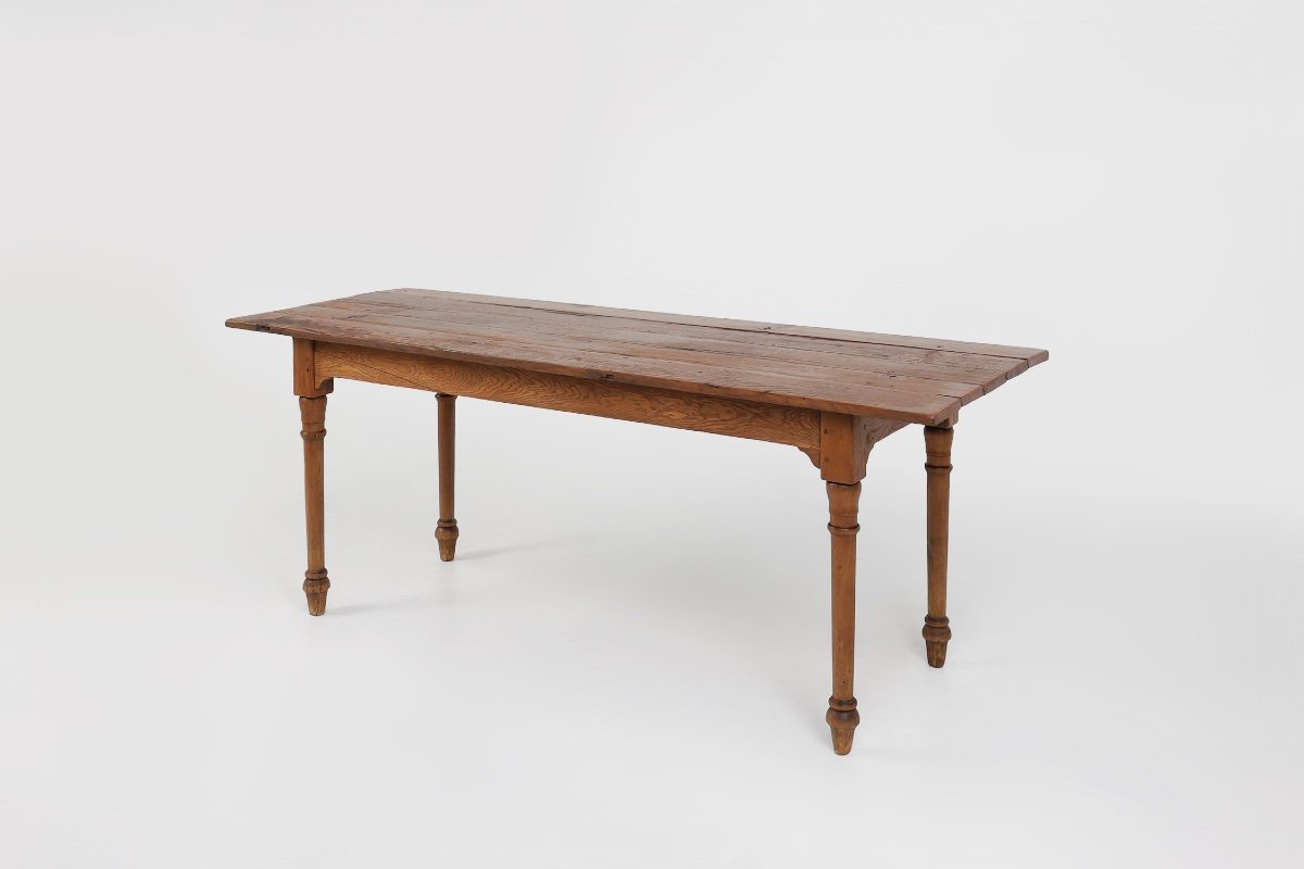 Table De Ferme Rustique En Bois, France, Années 1850-photo-3