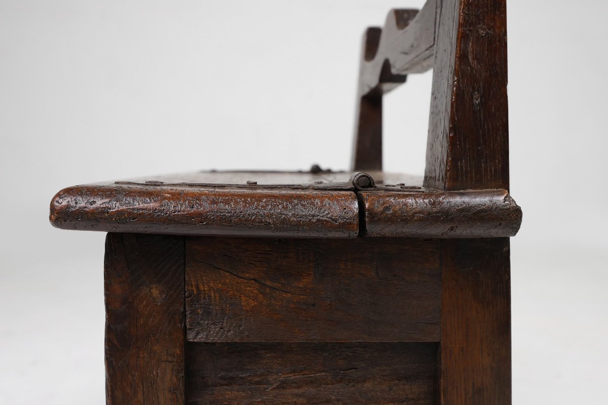 Tabouret Ancien En Bois Français Avec Rangement-photo-4