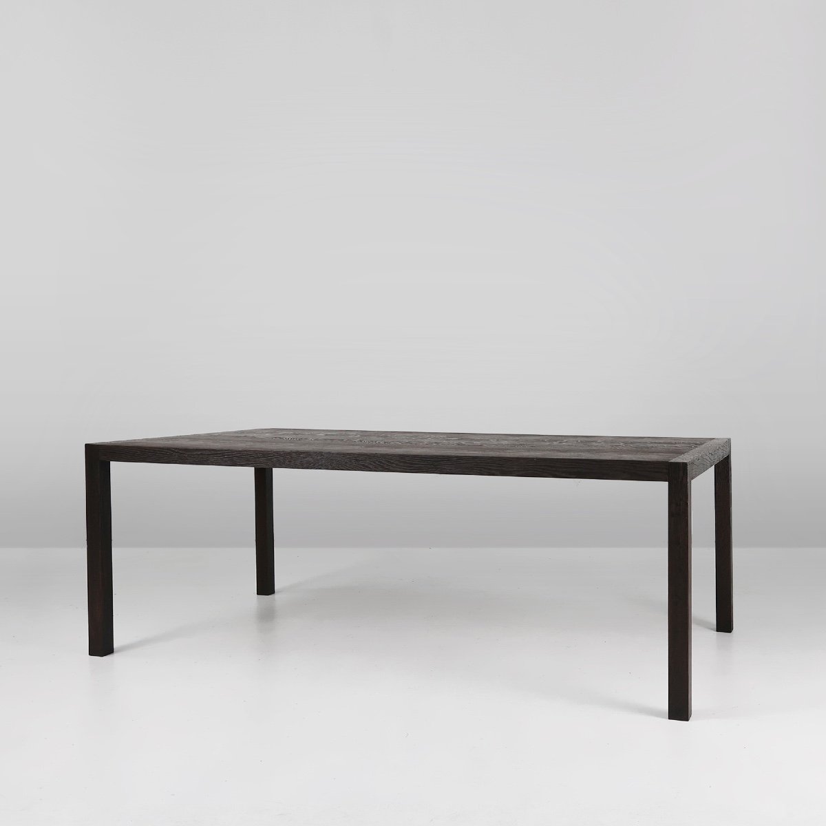 Large Vintage Blackened Oak Dining Table, Belgium, 1980s