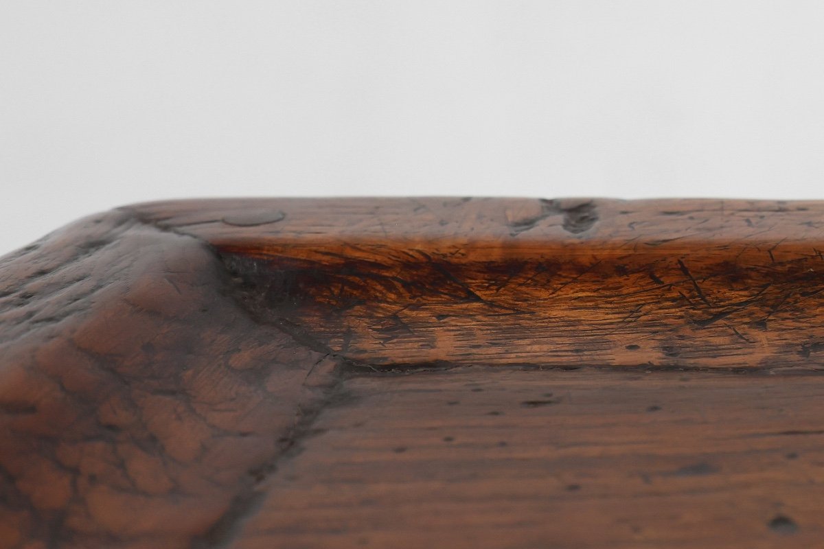      16th Century Primitive Spanish Ship Table In Solid Oak With A Beautiful Patina-photo-4