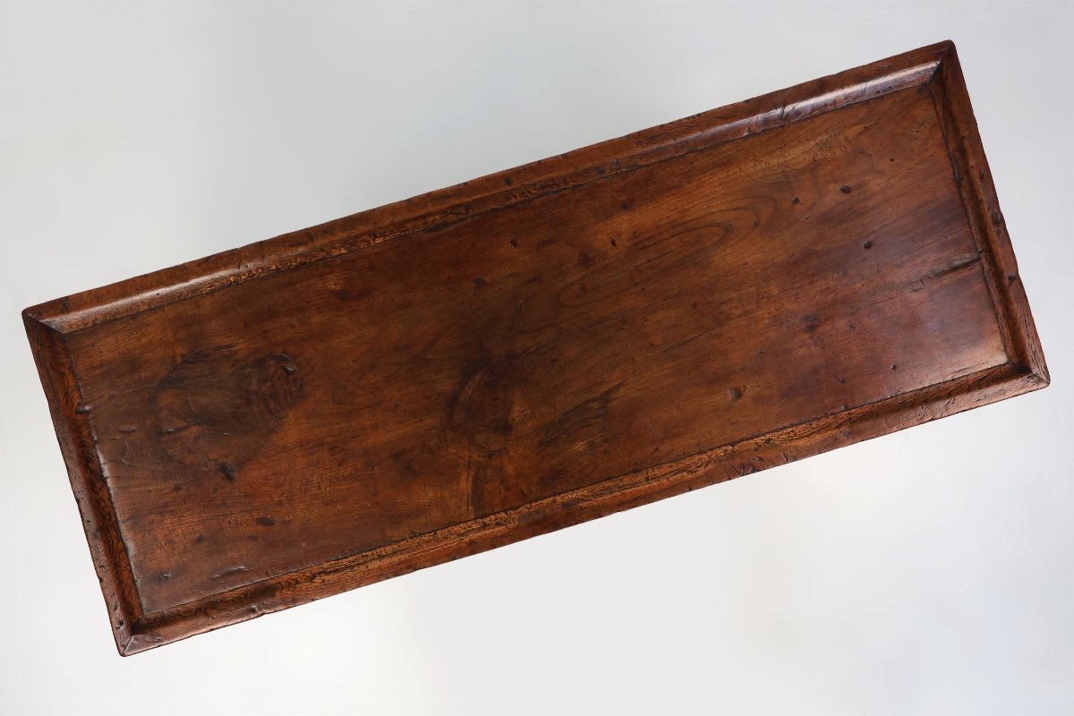      16th Century Primitive Spanish Ship Table In Solid Oak With A Beautiful Patina-photo-6