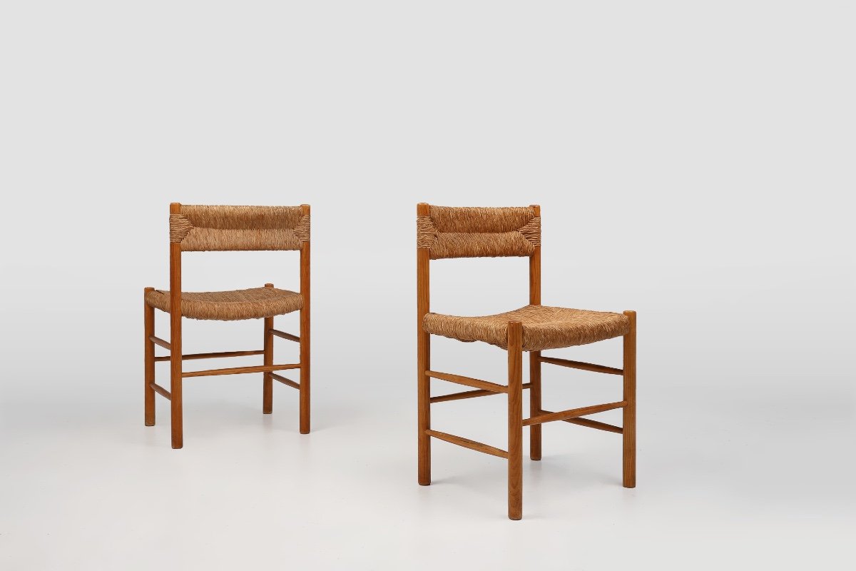 Pair Of Dordogne Straw Chairs By Robert Sentou And Charlotte Perriand, 1960s-photo-3