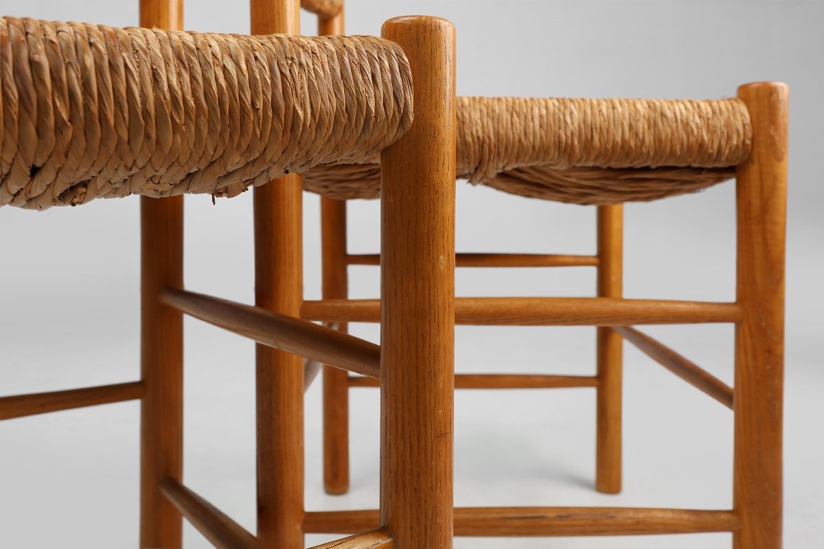 Pair Of Dordogne Straw Chairs By Robert Sentou And Charlotte Perriand, 1960s-photo-2