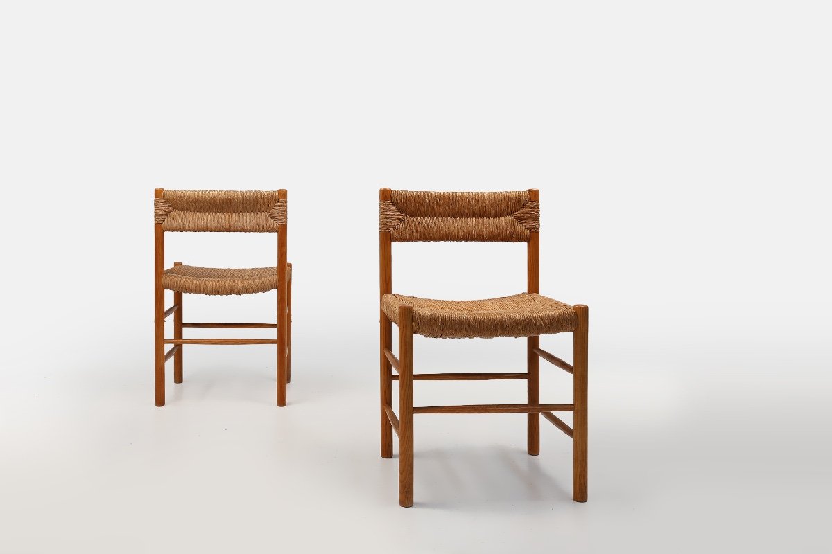 Pair Of Dordogne Straw Chairs By Robert Sentou And Charlotte Perriand, 1960s-photo-3