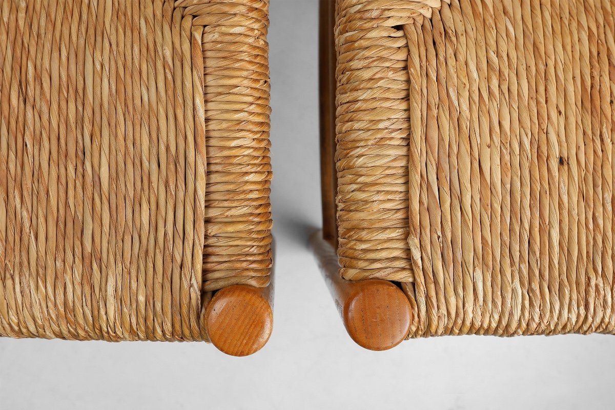 Pair Of Dordogne Straw Chairs By Robert Sentou And Charlotte Perriand, 1960s-photo-5