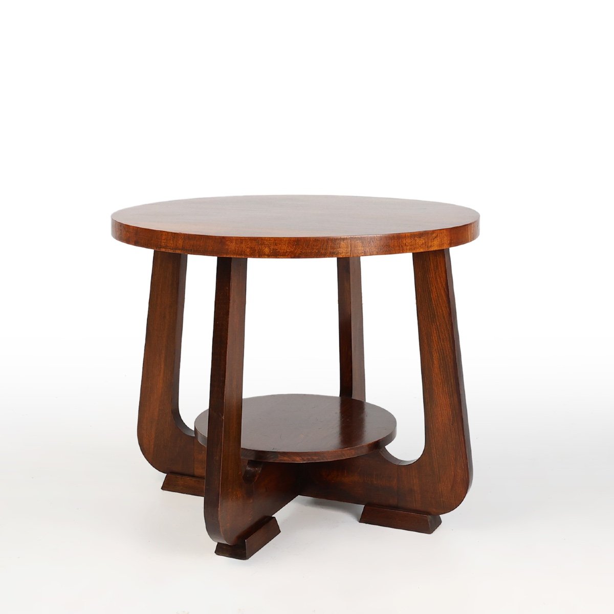 Table d'Appoint Géométrique Art Déco Française à Base Arquée, Années 1930