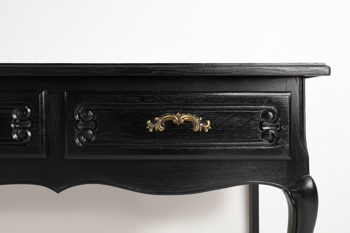 20th Century French Louis XV Style Black Low Sideboard-photo-2