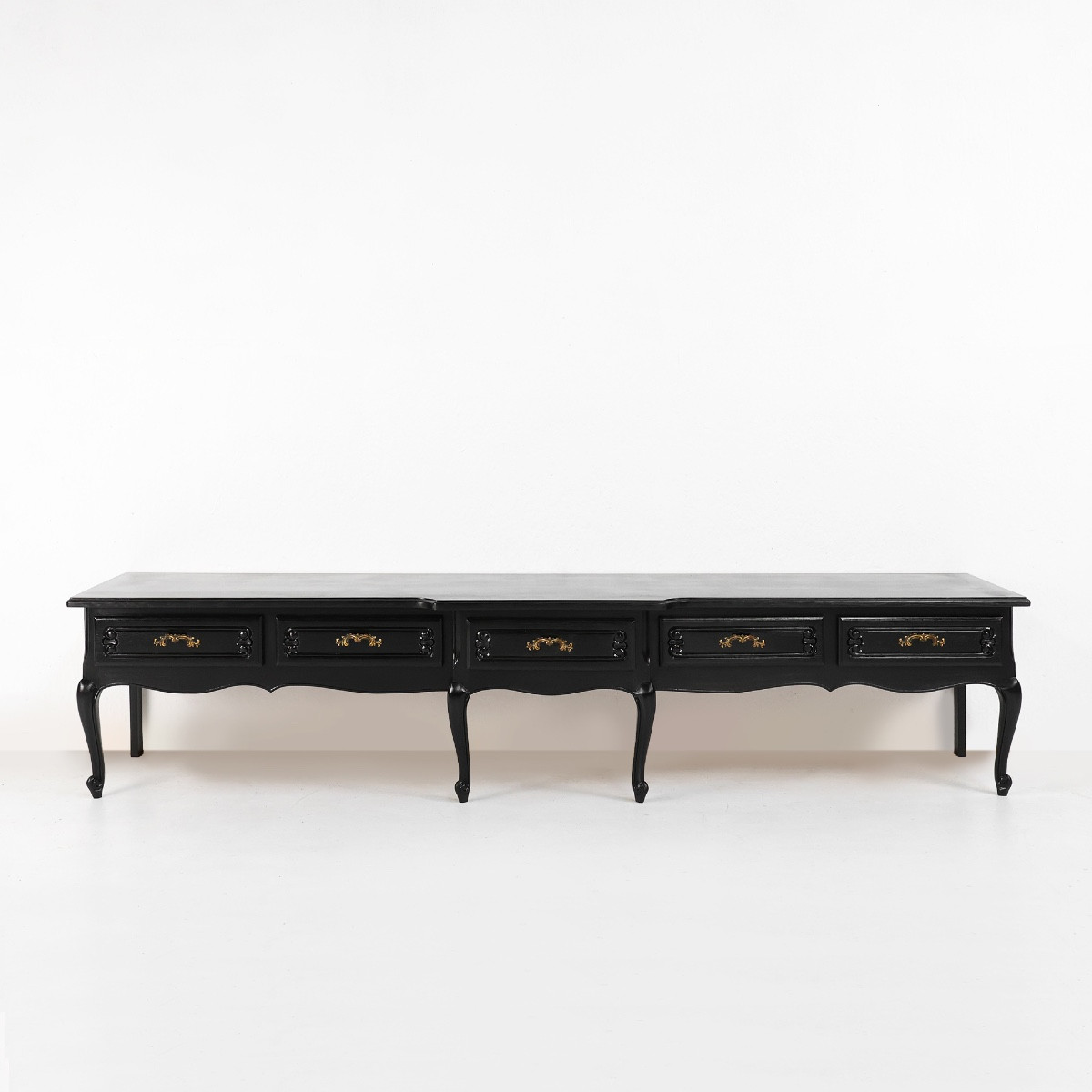 20th Century French Louis XV Style Black Low Sideboard