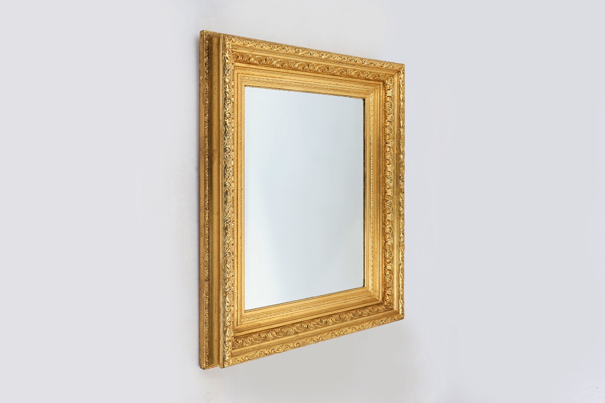      Baroque Faceted Giltwood Wall Mirror, France 1850-photo-3