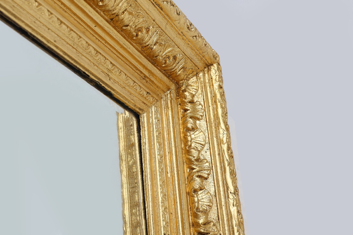      Baroque Faceted Giltwood Wall Mirror, France 1850-photo-4