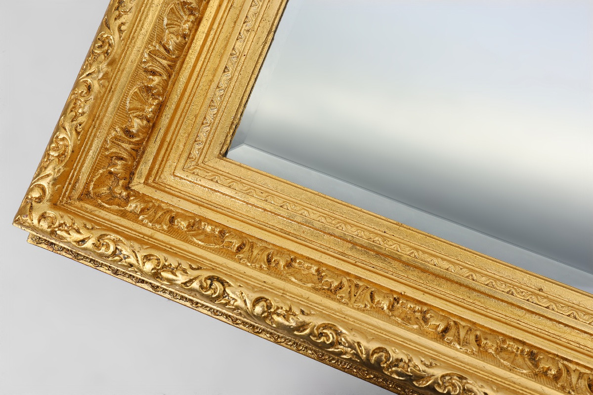      Baroque Faceted Giltwood Wall Mirror, France 1850-photo-2