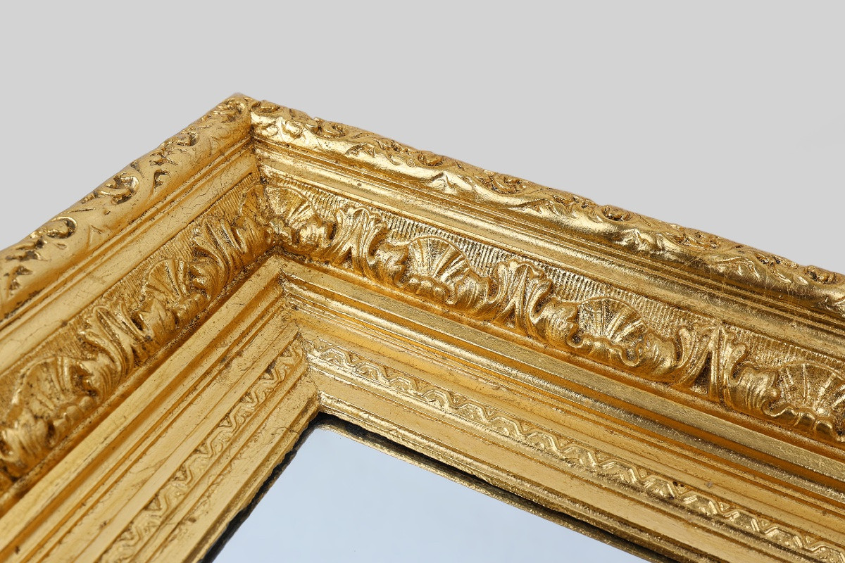      Baroque Faceted Giltwood Wall Mirror, France 1850-photo-3