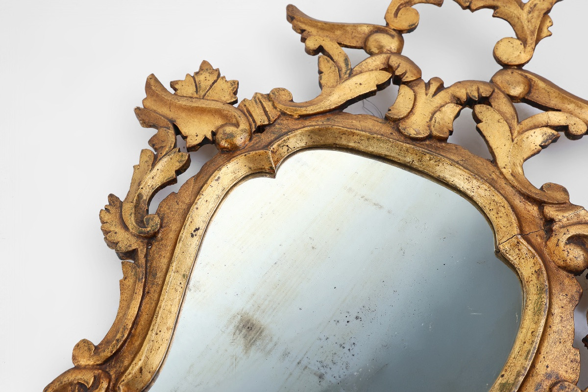 Pair Of Venetian Rococo Style Giltwood Mirrors, Circa 1850, Italy-photo-2