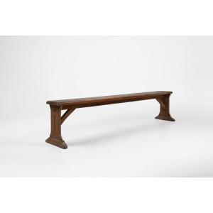 Rustic French Bench In Oak With Carvings And Nice Patina, 1850s