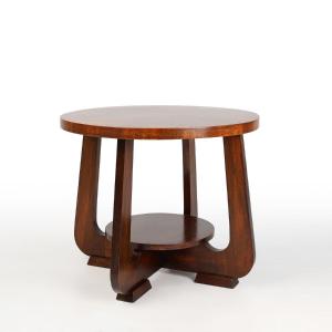 French Art Deco Geometric Side Table With Arched Base, 1930s