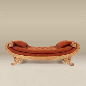      Empire Style Hand Carved Oak Chaise Longue