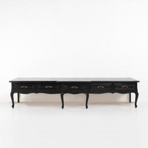 20th Century French Louis XV Style Black Low Sideboard