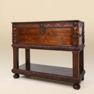 16th Century Italian Renaissance Walnut Cabinet With Rich Carvings