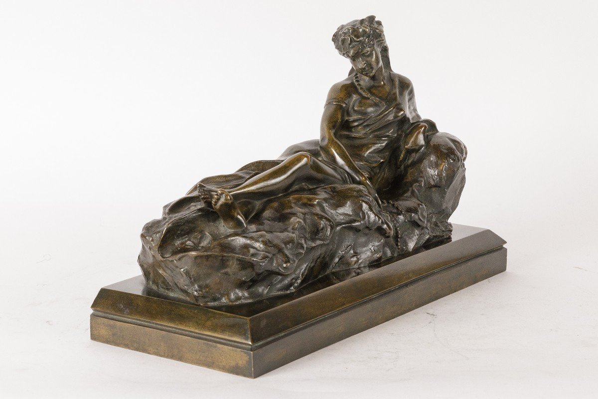 Sculpture En Bronze d'Une Jeune Femme Signe Berthe Van Tilte, 1868-photo-3