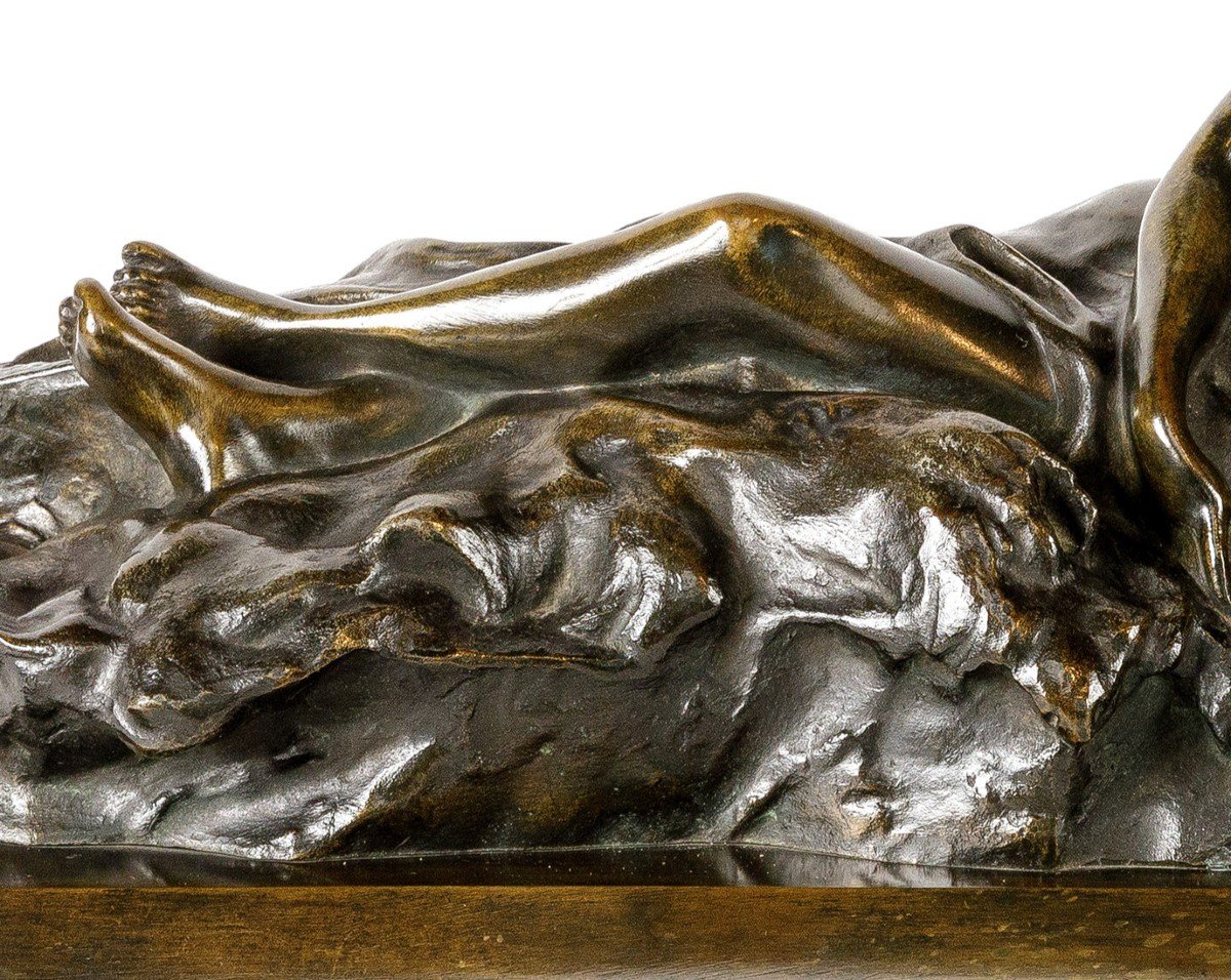 Sculpture En Bronze d'Une Jeune Femme Signe Berthe Van Tilte, 1868-photo-3