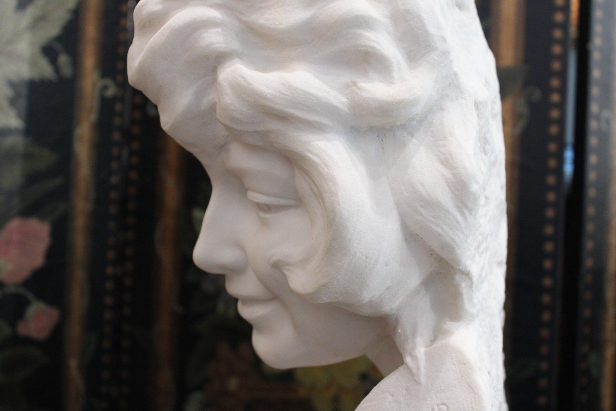 Sculpture En  Marbre d'Une Jeune Femme Signe Louis Latour-photo-6