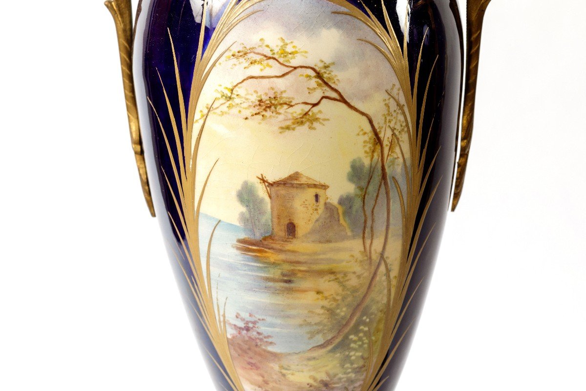 Paire De Vases De Style Sevres En Faience Fin 19eme-photo-1