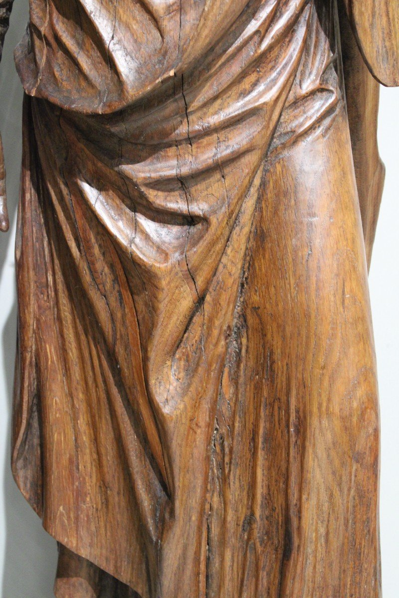 19th Century Carved Oak Statue "saint John Evangelist"-photo-6